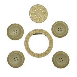 6 Vintage Ivorite Buttons Buckle/Slide Celluloid Bakelite Fashion Clothing